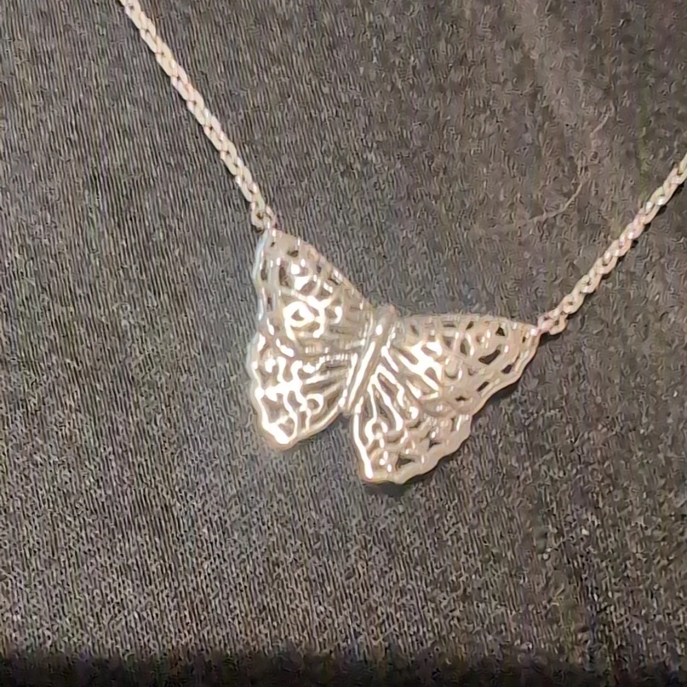 Kendra Scott Double Layer Butterfly Necklace, Silver - Picture 2 of 5